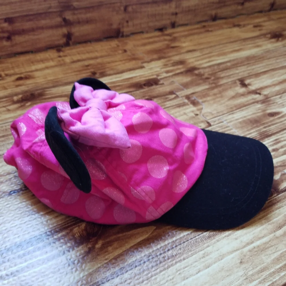 Disney Store Minnie Mouse Pink Polka Dot Bow Cap with Ears Girls Hat
